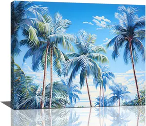Tropical Palm Tree Wall Decor Coconut Tree Wall Art Tropical Trees Beach Canvas Painting Modern Decorations For Bedroom Living Room Office Bathroom SHJY-00295