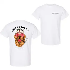 American Dude Dog T-Shirt, Golden Retriever with Sunglasses Graphic Tee, Funny Retro Southern Style Shirt for Men, Father’s Day Gift for Dog Lovers, Unisex Cotton Casual Streetwear, Vintage Graphic Tee