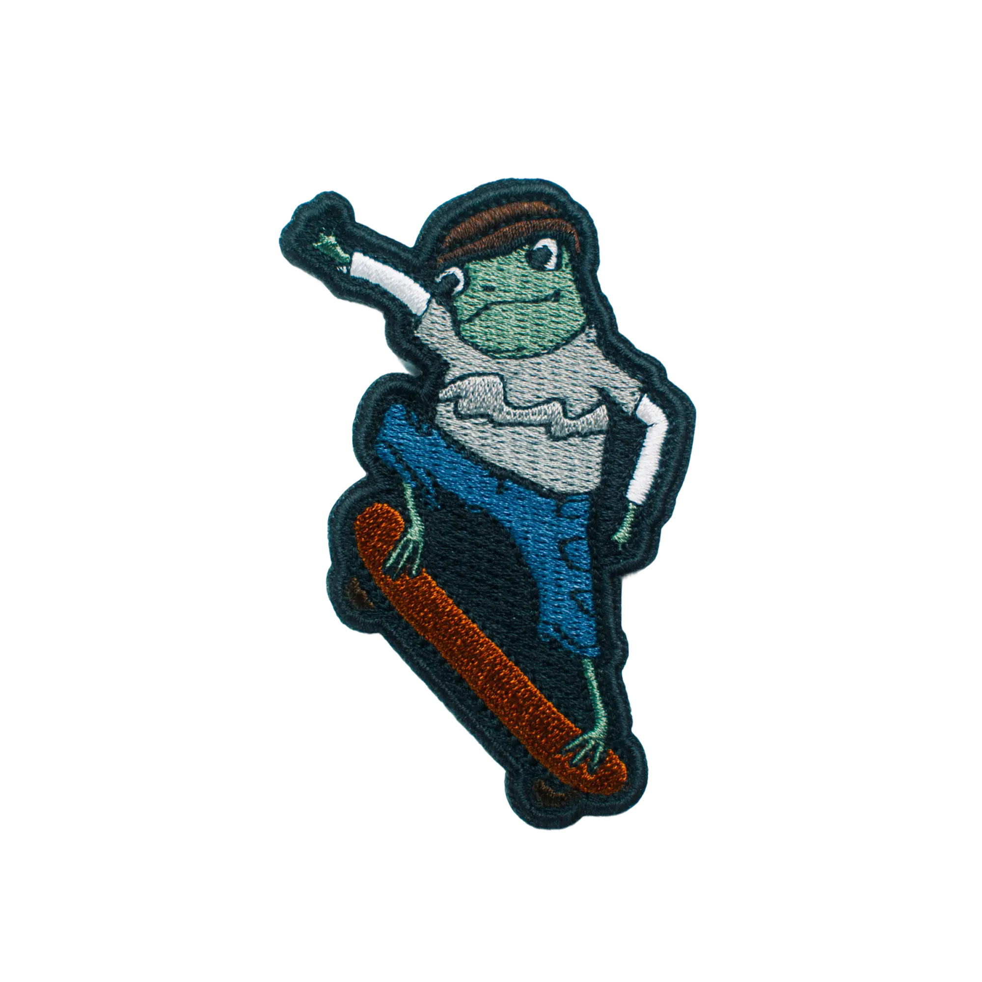 SKATEBOARDING DUDE FROG PATCH