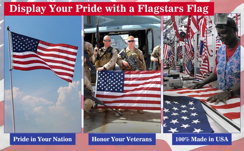 American Flag 3x5 FT 210D For Outside 100% Made In USA Most Durable, Heavy Duty Spun Polyester, Luxury Embroidered Star with Brightly Colored Brass Grommets Premium US Flag