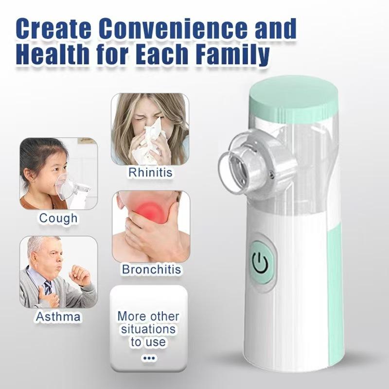 2PCS Portable Handheld Nebulizer with Mesh Spacer Machine & Accessories for Adult & Kid Handheld Electric Atomizer for Home Travel USB Power Cord Facial Hydration No Battery Included