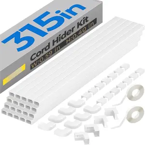 Cord Hider, 315in Total Cord Covers for Wires  Wall, Paintable  Cover for Wall Mounted TV, Easy Install  Raceways to  1-2 Cords, 20 Pack, Each 15.7"L x 0.59"W x 0.40"H, White