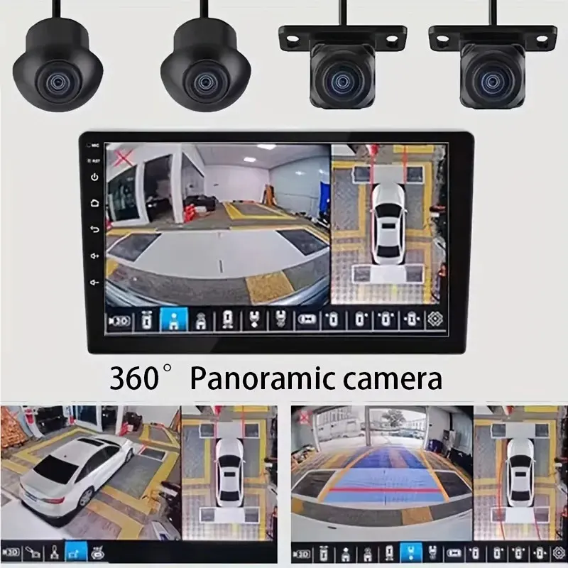 Car Rearview Panoramic Camera with 360° 1080P HD Night Vision for Android Player, Front Rear Dashcam