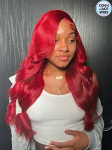 【Blend】Red Colored Body Wave 13X6 Hd Lace Frontal Human Hair Wigs Brazilian Burgundy 99J Transparent Lace Front Wigs For Black Women 9X6 Lace Frontal Wig Pre Cut No Glue