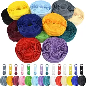 42 Yards #5 Nylon Coil Zippers Kit Sewing Zipper for DIY Sewing Crafts Zipper Tape with Match 112 count Zipper Pull Heads, Zipper Repair Kit for DIY Tailor Sewing Craft Supplies, 14 Color