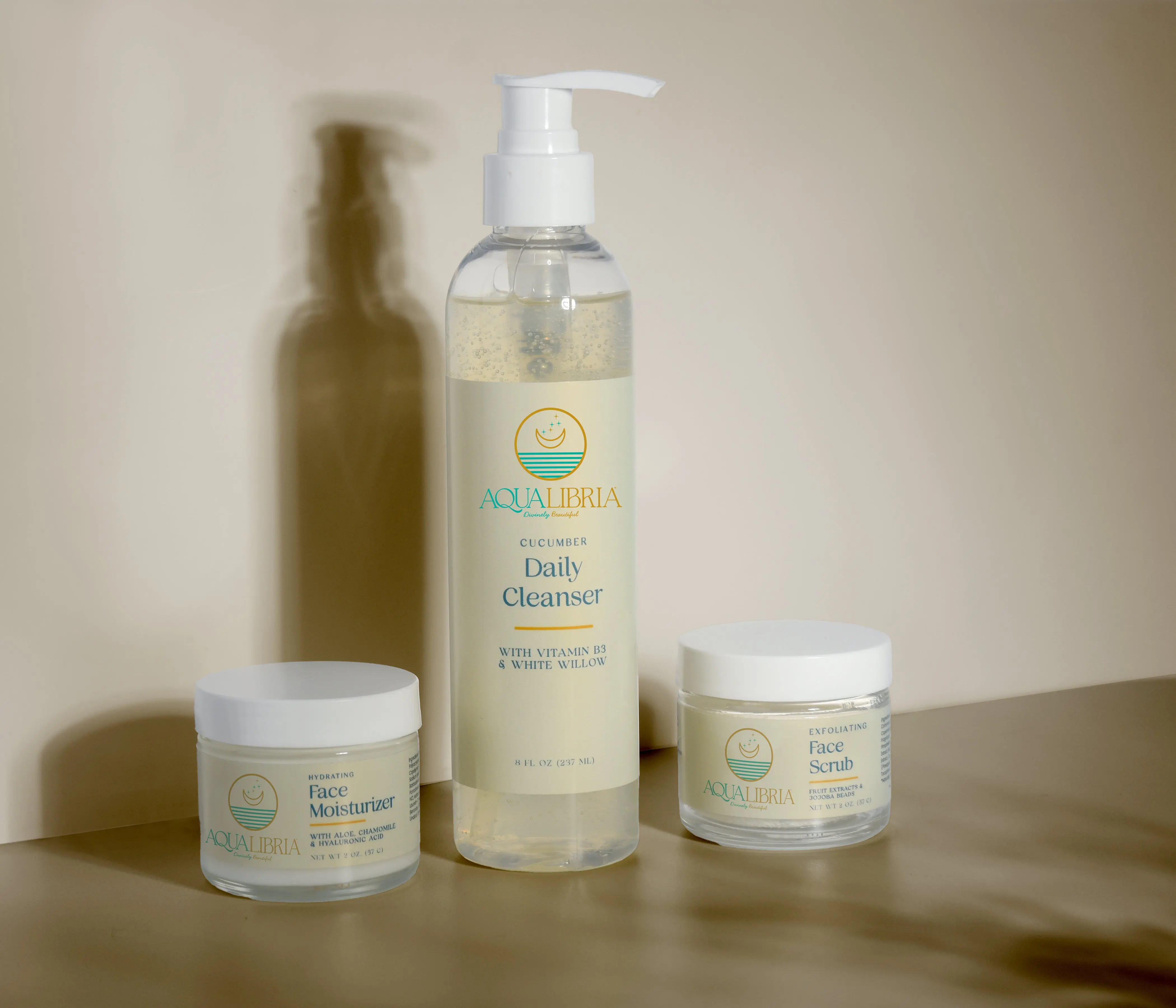 Essentials Trio Cleanser Set - Cucumber Daily Facial Cleanser, Exfoliating Scrub, Hydrating Moisturizer for Radiant Skin Hydrate Moisture & Radiance Cleansing