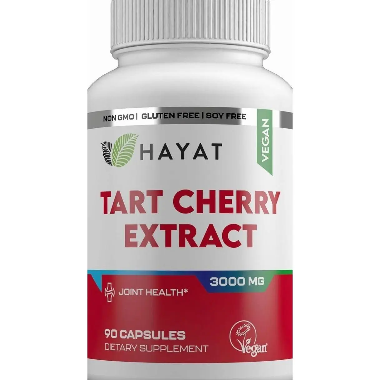 HAYAT Vitamins Vegan Natural Tart Cherry Extract 3000 MG, 3 Month Supply, Potent 10:1 Extract, All Natural, Certified Halal, 90 Capsules,