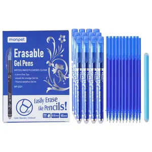Blue Erasable Gel Pens Set (12 Pens + 20 Refills + 1 Eraser), 0.5mm Quick-Dry Smooth Writing Pens for School & Office