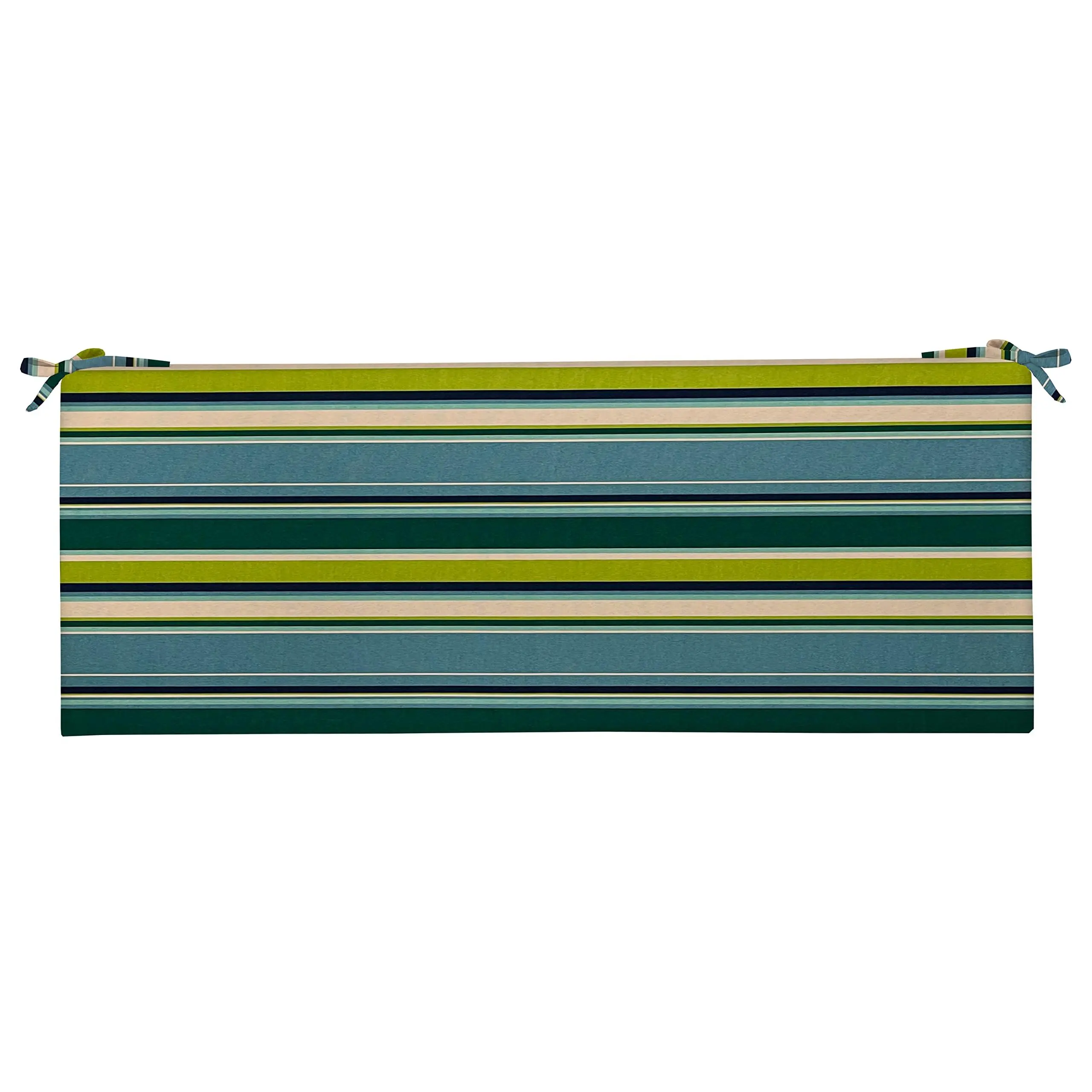 RSH Décor Foam Bench Cushion 72x18x3 With Ties For Indoor Outdoor Use - Capri Blue Stripe, Made In USA