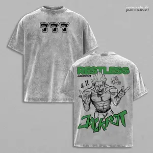 Hakari Kinji Tee Washed – Jujutsu Kaisen Vintage Washed Heavy Cotton Oversized Anime Manga T-Shirt  Double Printed Retro Unisex Streetwear Graphic Top, Domain Expansion Edition, Culling Game Fighter