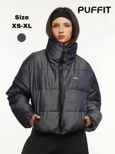 PUFFIT Stand-up Collar Cropped Puffer Jacket Splashproof