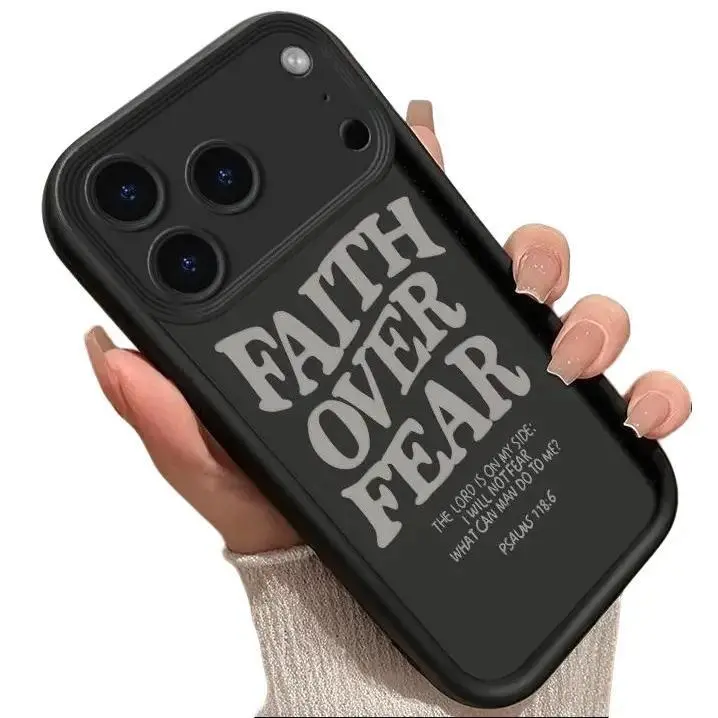 Faith over fear Pattern Phone Case for iPhone 17 Pro Max 16 Plus 15 14 13 12 11 Air E 12 13 MINI Shockproof Drop Protection Rugged Durable Silicone Cover Cellphone Protective Casing