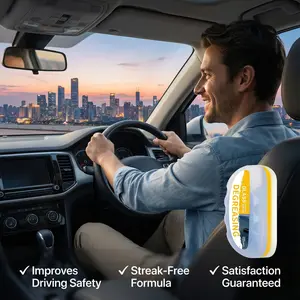 Hreinndalar Car Glass Oil Film Remover with Built-in Applicator All-in-One Windshield Cleaner for Crystal Clear Vision Removes Oil Film Dust Stains Birds Droppings Grime