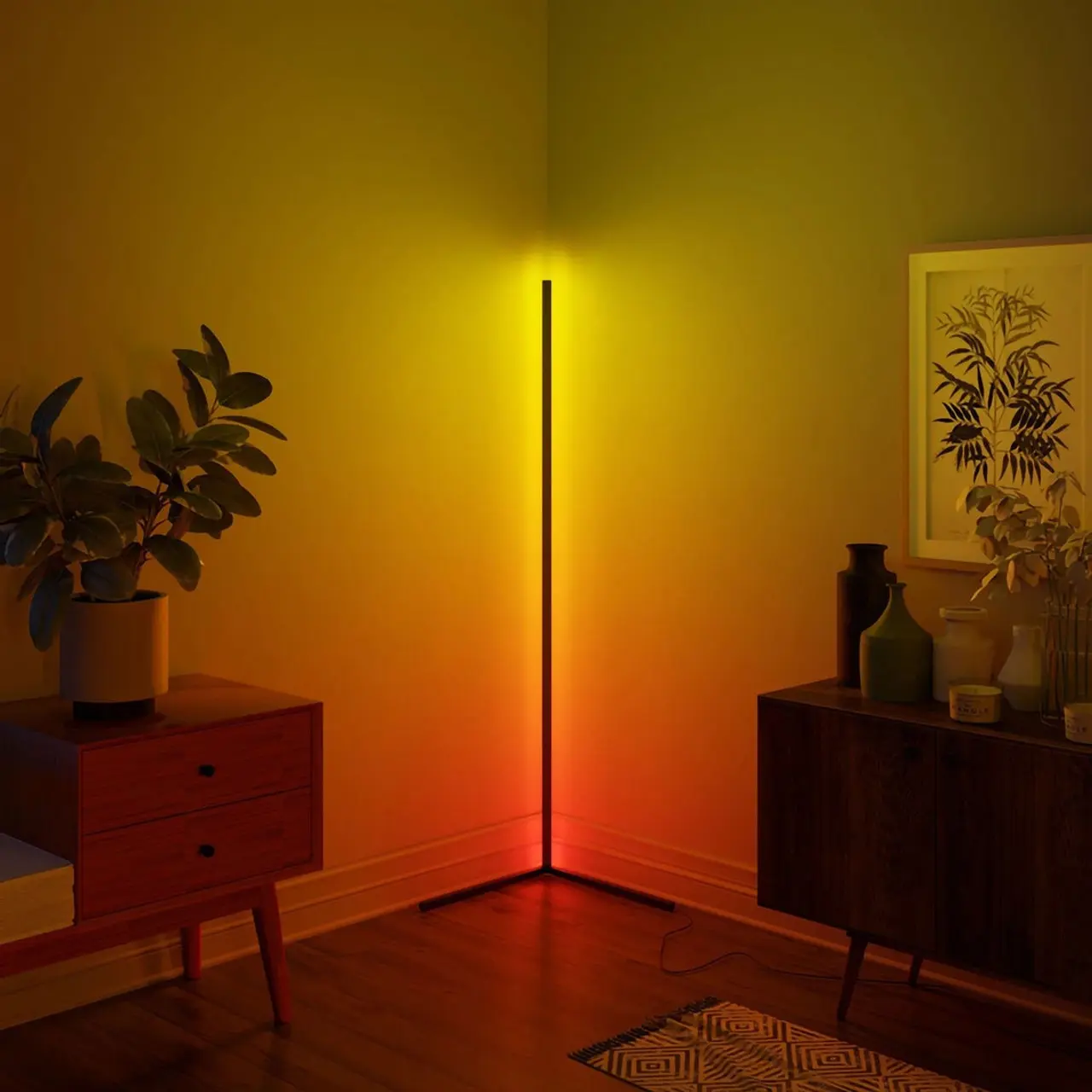 RGBCW  LED Floor Lamp Christmas Gift, Corner Lamp for Bedroom, Video Game Room with Remote Control, Bluetooth Compatible Music Sync Ambient Light
