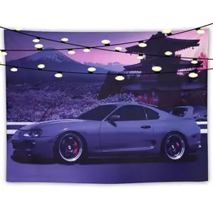 Supra Mk4 Jdm Car Tapestry Room Decor Wall Decor for Bedroom Wall Tapestry Cotton Decorative Decoration Linen, Decor Items, Household Items Decor summervibes
