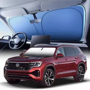 Windshield Sun Shade for Fit Volkswagen Atlas 2018-2025 Foldable Sunshade with Titanium Silver & Ice Blue Layer, UPF50+ Car Window Shade ​