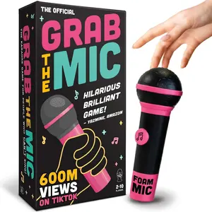 2026NewLucky Egg Official Grab The Mic – Family Karaoke Board Game w/Foam Mic, 8+ Ages, 2-10 Players - Games for Bad Singers w/ 230 Lyrics (115 Cards)