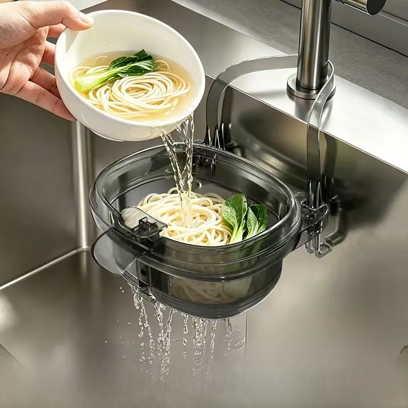Hanging Sink Strainer Basket, Press Type Food Residue Drain Basket, Multifunctional Kitchen Sink Storage Filter for Leftovers sohochic