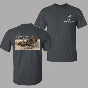 Ol’ Tom Outdoors Retro Turkey Hunting Dog Shirt, Vintage Hunting Graphic T-Shirt, Men’s Outdoor Lifestyle Tee, Rustic Hunter Gift Apparel