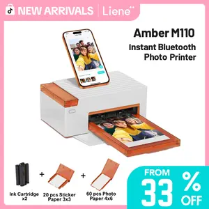 [LIVE ONLY] Liene Amber M110 Instant Bluetooth Photo Printer 80 Sheets, Photo Printer for iPhone, Thermal Dye Sublimation, Picture Printer 60 Sheets 4x6 Paper & 20 Sheets 3" Square Sticker Paper & 2 Cartridges, New Arrivals,TechVibes