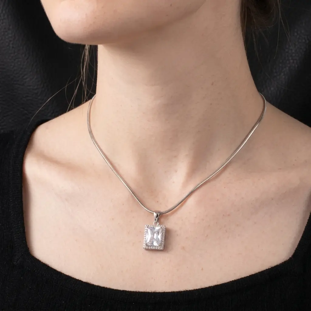 Women's Hypoallergenic Sugar Cube Pendant Necklace - Dainty Chain Layering Costume Jewelry, Ideal for Party/Daily Wear, Female Birthday Gift (b-2)