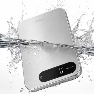 Ultrean Smart Food Kitchen Scale,IPX67 Waterproof,TYPE-C Rechargeable,App-compatible|Digital scale with grams & ounces,7 weight units,LED Display,tare,ideal for baking,meal prep,304 Stainless Steel,Silver