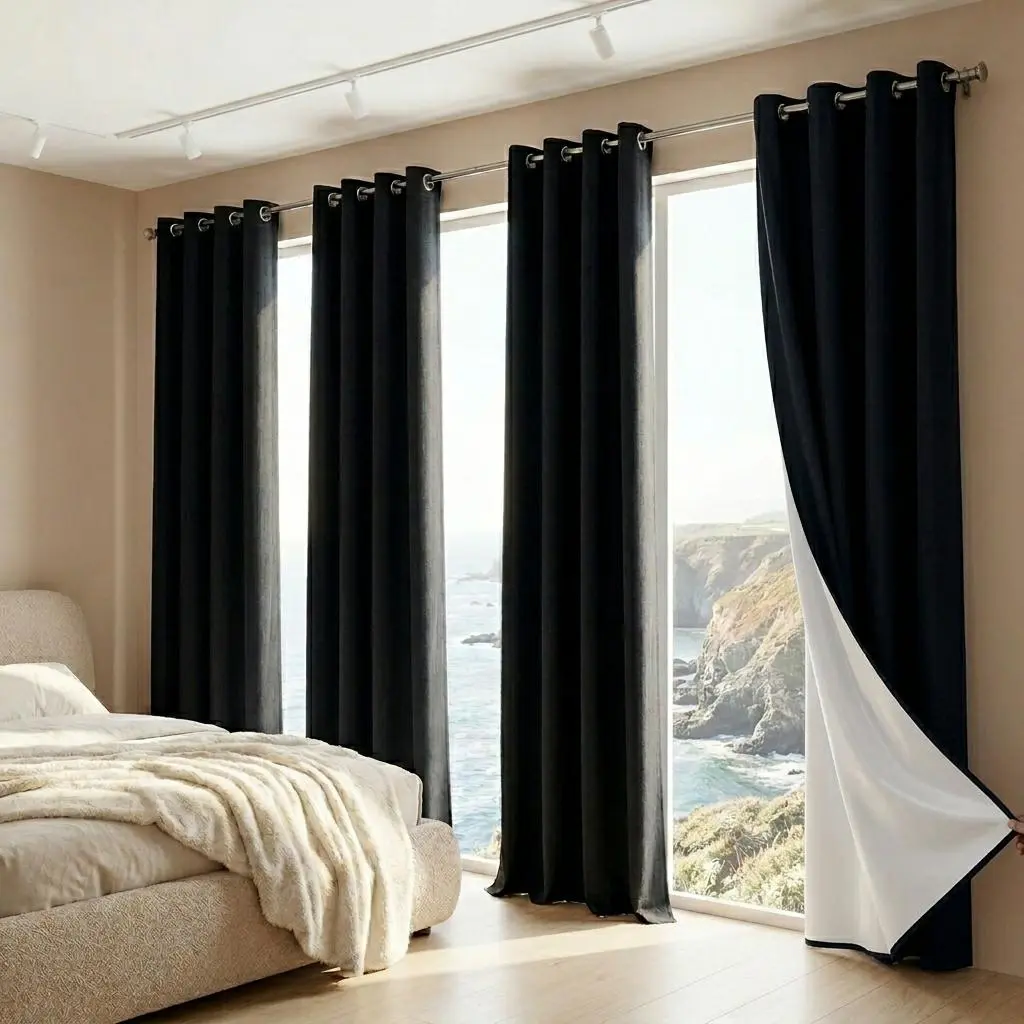 4-Piece Blackout Curtains, Modern Design, Heat Insulation, Noise Reduction & Thermal Retention, Privacy Protection, Ideal for Bedrooms & Balconies, Light Blocking & Energy Saving