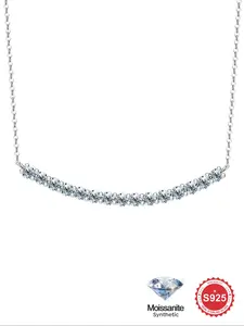 S925 Sterling Silver Synthetic Moissanite Fashionable Simple Necklace for Women, Elegant Jewelry for Wedding Promise Eternity Necklace, Valentine Gifts for Her