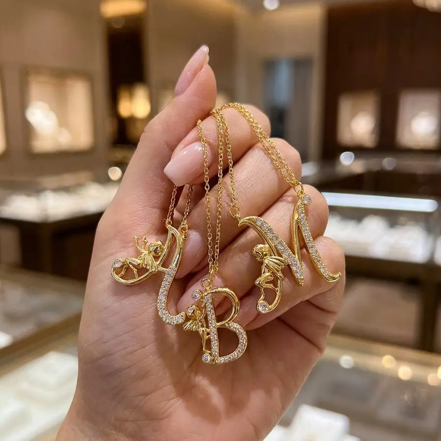 Women's 2026 New Plated A-Z Name Necklace - Dainty Copper Clavicle Choker with Micro-laid Zircon, Adjustable Dainty Initial Necklaces, Exquisite Jewelry Gift, Accessories for Women