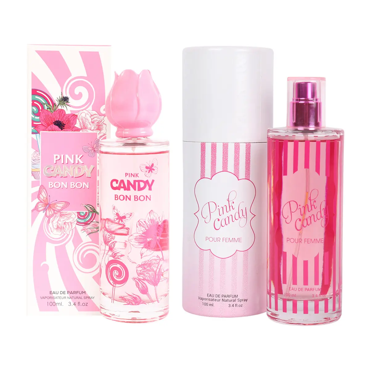 Women's Perfume Bundle - Pink Candy Bonbon and Pink Candy - Spray Perfume for Women 100ml/3.4fl.oz.