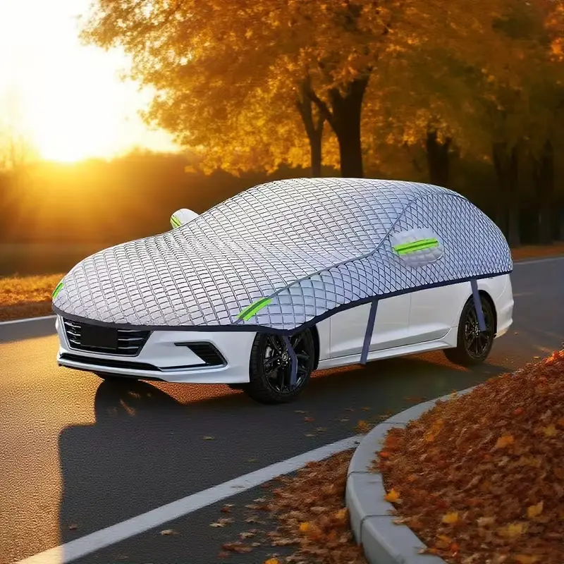 Heavy Duty Waterproof All-Weather Car Cover, Multi-Layer Full Exterior Sun UV Rain Snow Hail Protector with Reflective Strips & Windproof Straps, Universal Fit for Sedan (Up to 209")