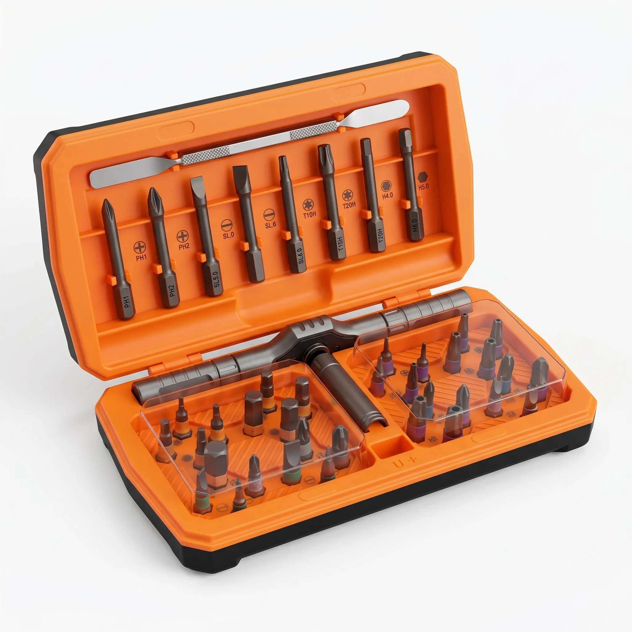 43-in-1 Ratcheting Screwdriver Set Multi-Purpose Magnetic Repair Kit with Detachable Handle | Perfect for Computer, Phone, Watch & Glasses Fixes | Cool DIY Tool Gift for Men Rotary Ratchet car Removal Portable box gift