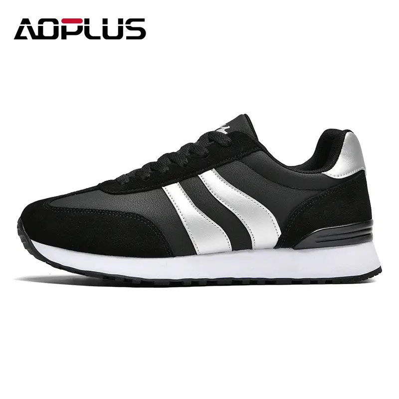 AOPLUS Men's Retro Suede Lace-Up Walking Shoes - Adjustable Low-Top Athletic Footwear, Geometric Pattern, Lightweight Cushioning, Anti-Slip Tread Casual Trainers, Sports Shoes