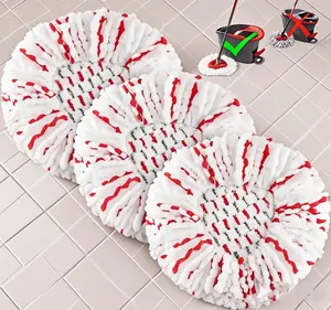 Spin Mop Heads Replacement for O-Cedar EasyWring, 3-Pack 2-in-1 Microfiber & Scrub Pads, Stuck-on Stain Remover Refills for Tile & Wood Floors Fathersday