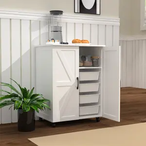 Kitchen Island Kitchen Shopping Cart With Wheels With Cabinets, Small Portable Storage Wheels For Kitchen, Bathroom, Kitchen