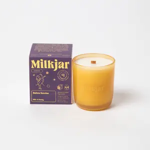 Milkjar Before Sunrise Milk & Honey Candle 8 oz Coconut Soy Wax with Crackling Wooden Wick 40-45 Hour Burn Time Hand-Poured in Calgary