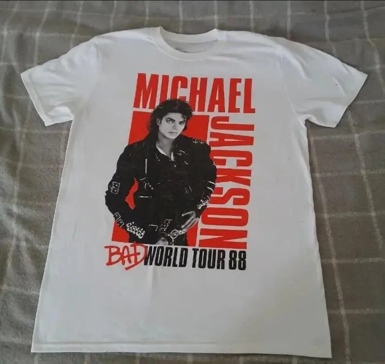 Michael Jackson Bad World Tour 1988 Reprint Shirt, King Of Pop Graphic Tee, Vintage Music T-Shirt, Comfort Colors, Music Gift
