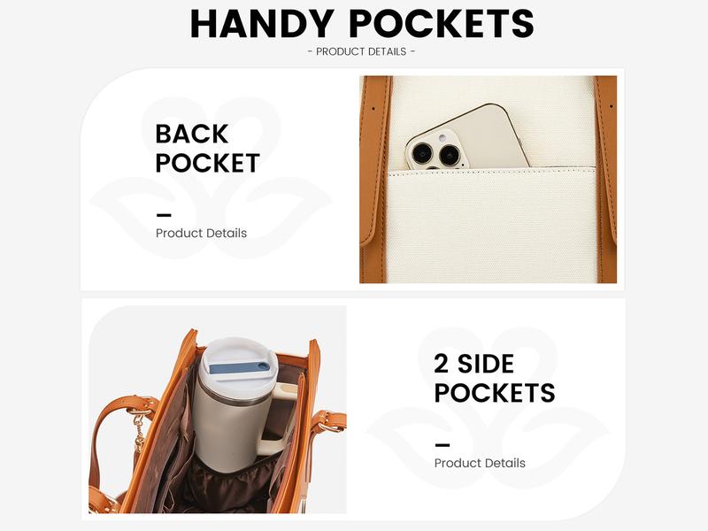 【Valentine's Day Gift】LOVEVOOK Canvas Laptop Tote Bag 15.6 & 17.3 inches for Women with Clutch Purse, Lightweight Tote Bag with 2 Cup Holder, Purses for Women, Computer bag for Work, Office, Casual.  TikTokShopJumpstartSale