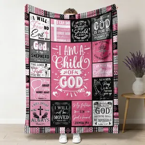 Christian Gifts for Women, I Am a Child of God Throw Blanket, Inspirational Religious Birthday Catholic Spiritual Baptism Confirmation Gifts for Girls Soft Flannel Blanket 50'' x 60''