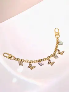 Y2k Faux Rhinestone Butterfly Bag Chain Wallet Accessory, Butterfly Element Wallet Accessory, Fashionable Handbag Decoration, Hollow Butterfly Decorative Bag Chain, Bag Extension Chain, Nostalgic Bag Charm, Suitable For Vintage Style Enthusiasts