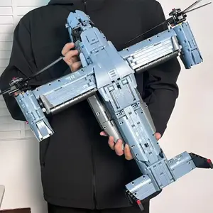 Challenge Building Brick Helicopter Plane Toy, Desktop Decoration Gift for Friends, Fun Assembly Challenge Game