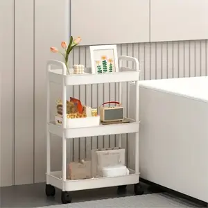 Roller Storage Rack Organizer, Home Essentials, Large Capacity Shelving Unit, Mobile Bedroom Nightstand, Living Room Bookshelf