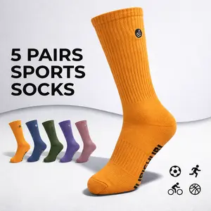 5 Pairs Athletic Crew Socks Men Women - Cushioned Arch Support Cotton Sports Socks for Running & Gym SZS3