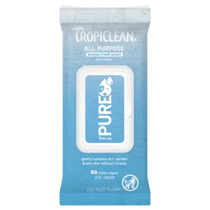 TropiClean PURE All Purpose Plant-Based Wipes for Dogs & Cats