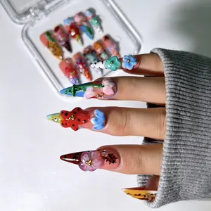 3D Press On Nails | Sweet Floral DreamSweet Floral Dream l 10pcs Fake Nails | Glossy Natural Finish | Easy Apply, Comfortable & Durable | Daily, Business & Elegant Nail Art