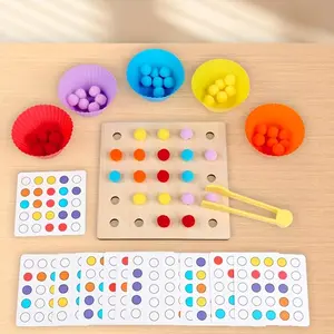 A Wooden Toy for Children That Features a Fine Motor Skills Color Sorting Bead Board, Designed for Learning Colors And Color Matching. It Helps Develop Hand-Eye Coordination And Cognitive Skills, Is Durable And Resistant to Damage
