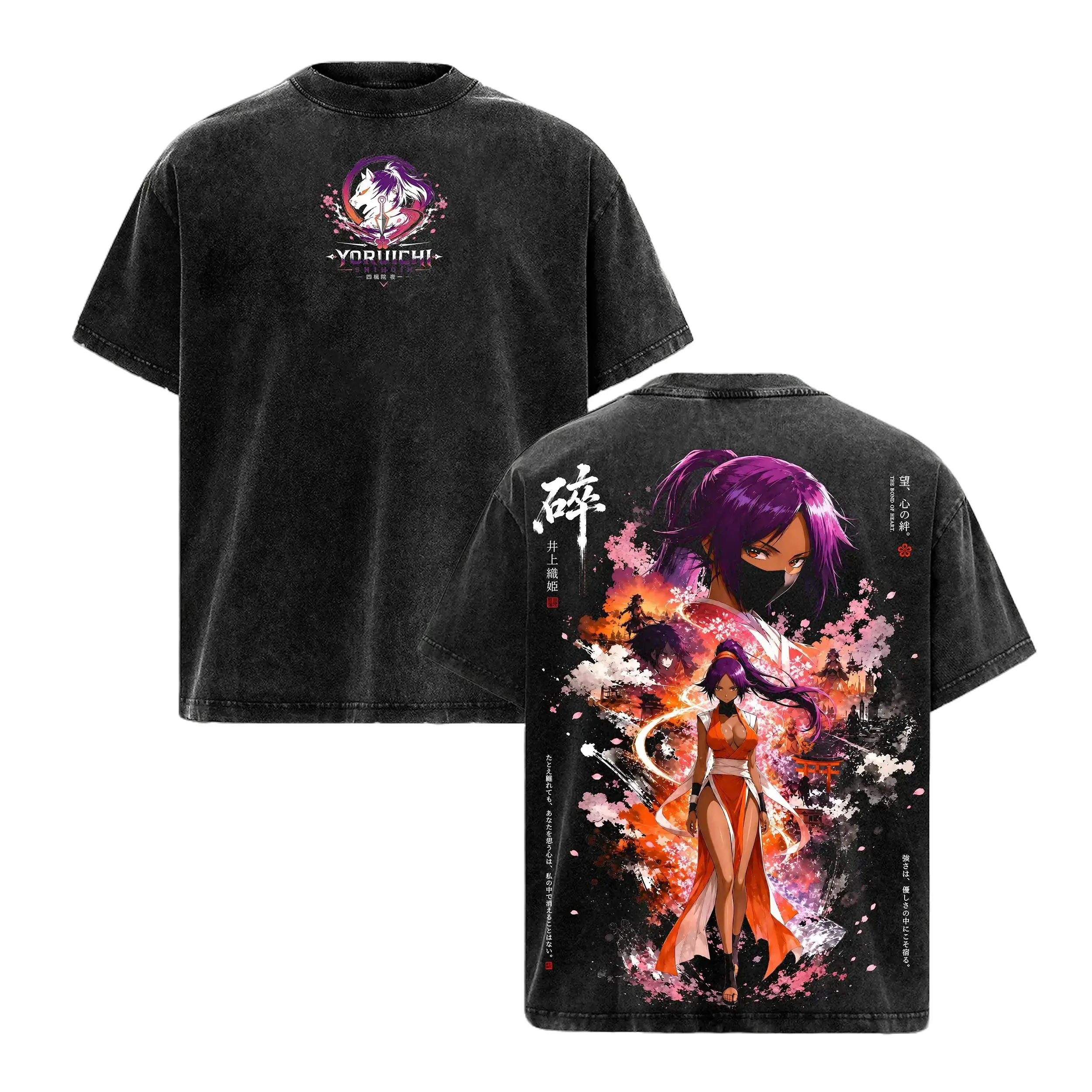 Yoruichi Bleach Anime Graphic Tee Vintage Acid Wash Oversized T-Shirt for Men Women Goddess of Flash Purple Ninja Aesthetic Japanese Streetwear Y2K Retro Casual Top Perfect Gift for Otaku Shonen Manga Lovers Waifu Apparel Y2K Fashion Street Style Outfits