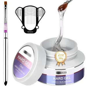 Morovan Clear Builder Gel for Nails: UV LED Hard Gel Kit - Building Gel 2oz Strong Sculpting Extension Strengthen Professional Art Manicure Set with Forms & Gel Brush Supplies