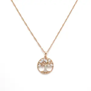 Mytys Tree of Life CZ AAA Cubic Zirconia Pendant Necklace Love of Angel Charm Necklace for Women Gift for Valentine's Day Bling Stylish Accessory