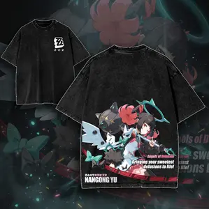 NANGONG YU Angels Of Delusion Design Oversized Graphic Washed T-Shirt Hoodie Sweatshirt & Tank Top Game,  Anime Merch, ZZZ Top  Zenless Zone Zero